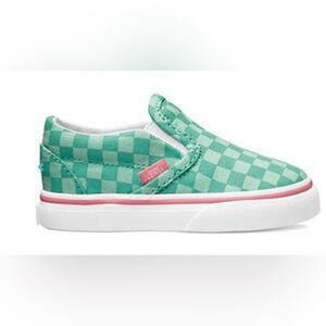 Vans Baby Turquoise Checkered Slip-On Sneakers